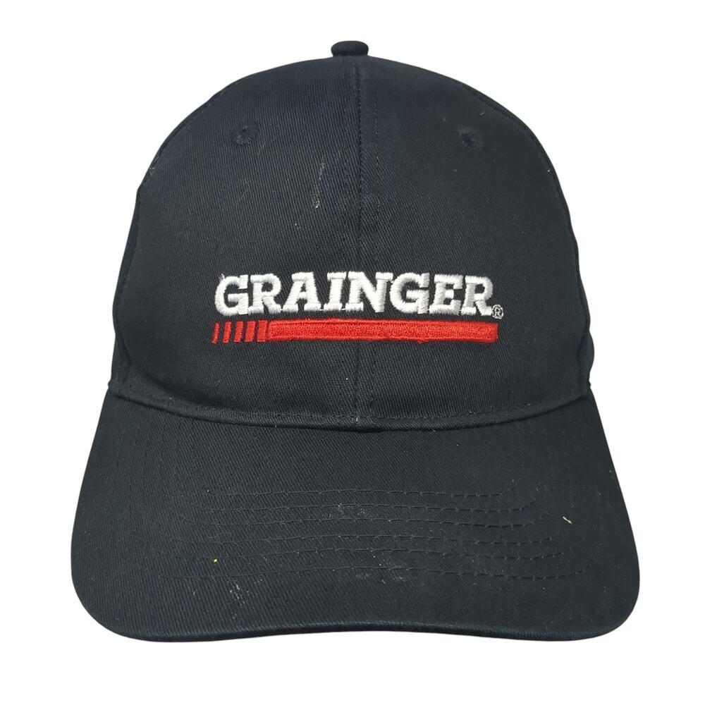 Grainger Strapback Hat Black One Size Adjustable Embroidered Halo